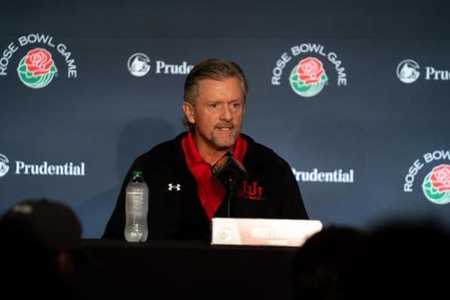 Coach Whittingham at pre-game coaches press conference. 